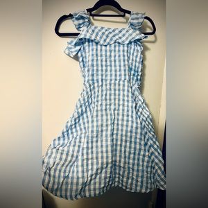 Blue and White Gingham Seersucker Dress by Pippa & Julie - Size 14